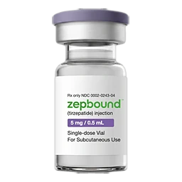 A vial of Zepbound (tirzepatide) injection